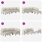 vidaXL Súprava nábytku do obývačky 5 pcs Ovsená Látka – Obrázok 9