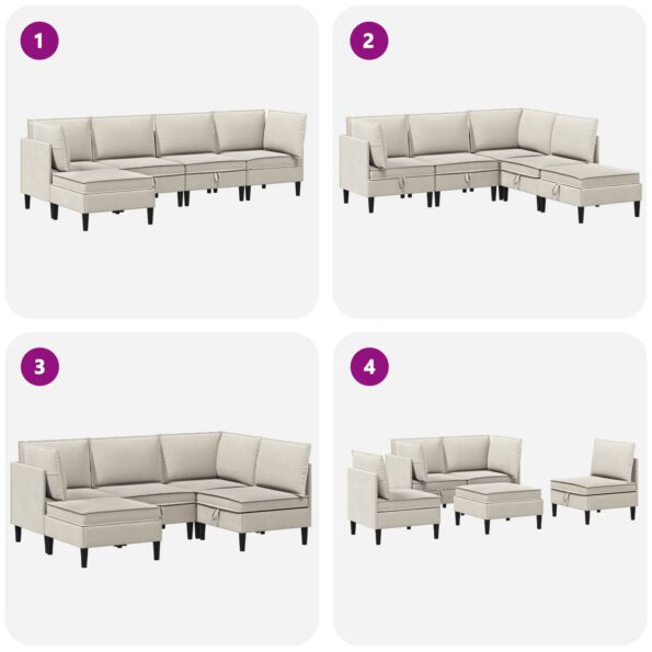 vidaXL Súprava nábytku do obývačky 5 pcs Ovsená Látka – Obrázok 9
