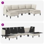 vidaXL Súprava nábytku do obývačky 6 pcs Ovsená Látka – Obrázok 8