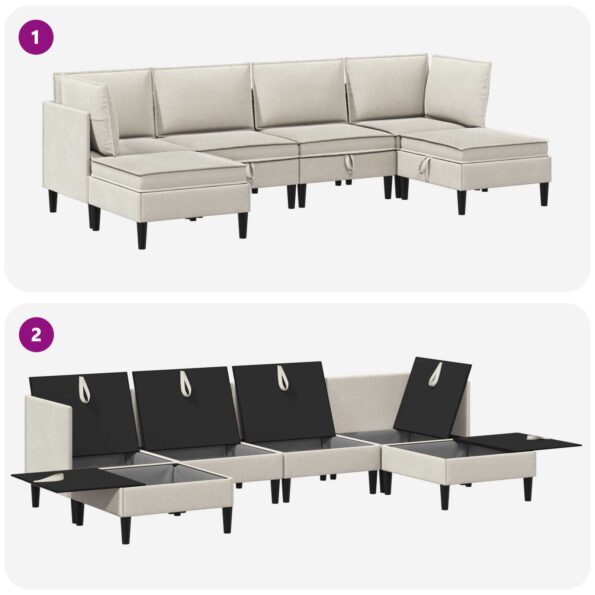 vidaXL Súprava nábytku do obývačky 6 pcs Ovsená Látka – Obrázok 8