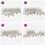 vidaXL Súprava nábytku do obývačky 6 pcs Ovsená Látka – Obrázok 9