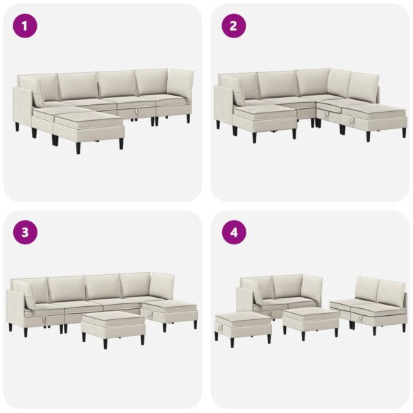 vidaXL Súprava nábytku do obývačky 6 pcs Ovsená Látka – Obrázok 9