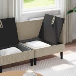 vidaXL Súprava nábytku do obývačky 4 pcs Piesková Látka – Obrázok 3