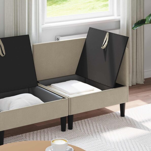 vidaXL Súprava nábytku do obývačky 4 pcs Piesková Látka – Obrázok 3