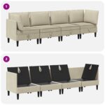 vidaXL Súprava nábytku do obývačky 4 pcs Piesková Látka – Obrázok 9