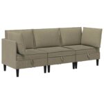 vidaXL Súprava nábytku do obývačky 3 pcs Khaki Látka – Obrázok 2