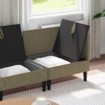 vidaXL Súprava nábytku do obývačky 3 pcs Khaki Látka – Obrázok 3