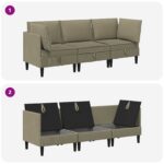 vidaXL Súprava nábytku do obývačky 3 pcs Khaki Látka – Obrázok 9