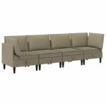 vidaXL Súprava nábytku do obývačky 4 pcs Khaki Látka – Obrázok 2