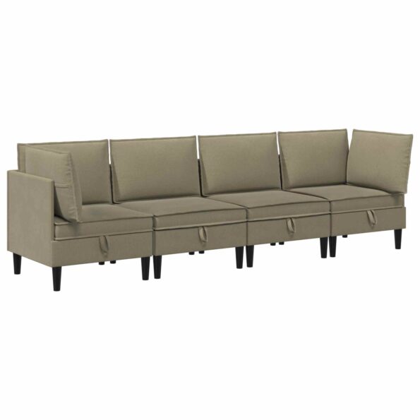 vidaXL Súprava nábytku do obývačky 4 pcs Khaki Látka – Obrázok 2