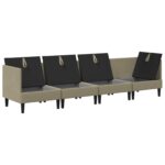 vidaXL Súprava nábytku do obývačky 4 pcs Khaki Látka – Obrázok 4