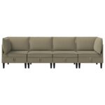 vidaXL Súprava nábytku do obývačky 4 pcs Khaki Látka – Obrázok 7