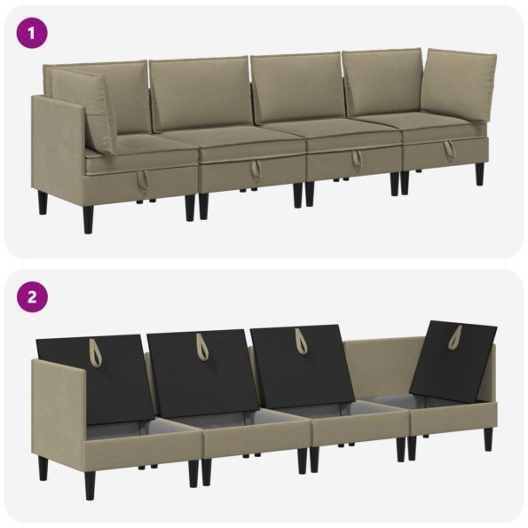 vidaXL Súprava nábytku do obývačky 4 pcs Khaki Látka – Obrázok 9