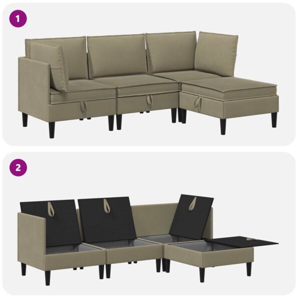 vidaXL Súprava nábytku do obývačky 4 pcs Khaki Látka – Obrázok 10