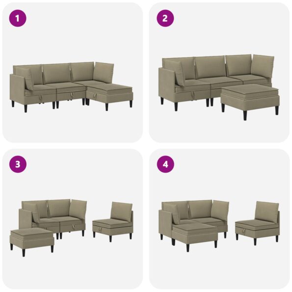 vidaXL Súprava nábytku do obývačky 4 pcs Khaki Látka – Obrázok 11