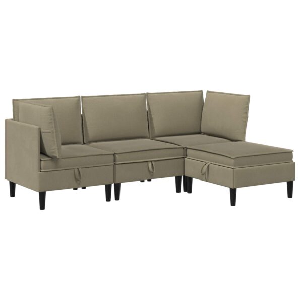 vidaXL Súprava nábytku do obývačky 4 pcs Khaki Látka – Obrázok 2