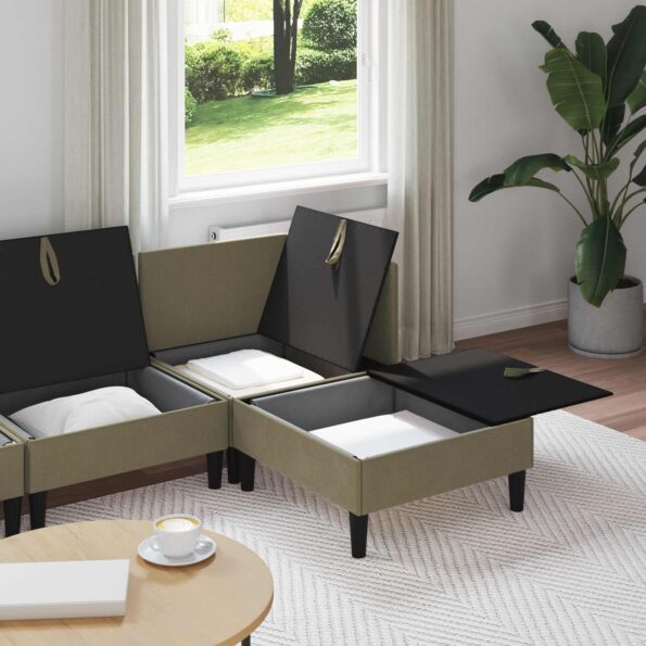 vidaXL Súprava nábytku do obývačky 4 pcs Khaki Látka – Obrázok 3
