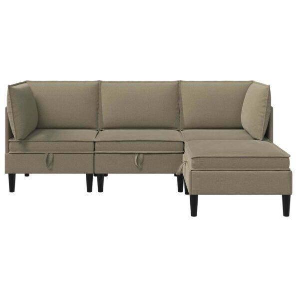 vidaXL Súprava nábytku do obývačky 4 pcs Khaki Látka – Obrázok 8