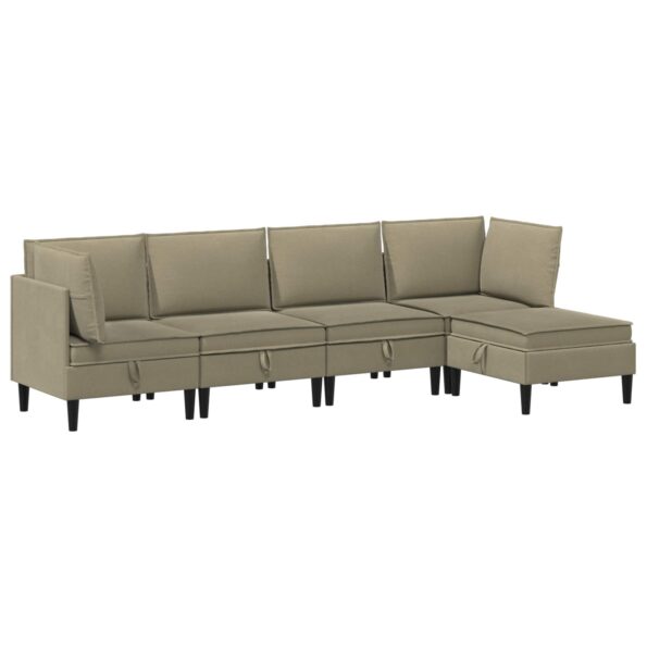 vidaXL Súprava nábytku do obývačky 5 pcs Khaki Látka – Obrázok 2