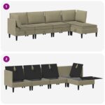 vidaXL Súprava nábytku do obývačky 5 pcs Khaki Látka – Obrázok 8