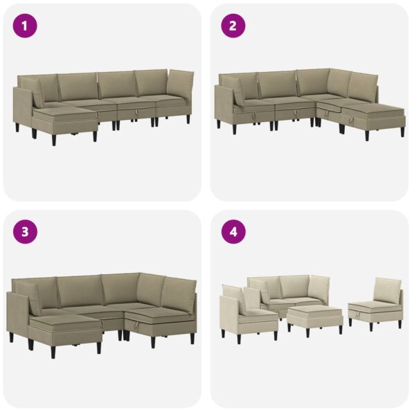 vidaXL Súprava nábytku do obývačky 5 pcs Khaki Látka – Obrázok 9