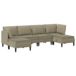 vidaXL Súprava nábytku do obývačky 6 pcs Khaki Látka – Obrázok 2
