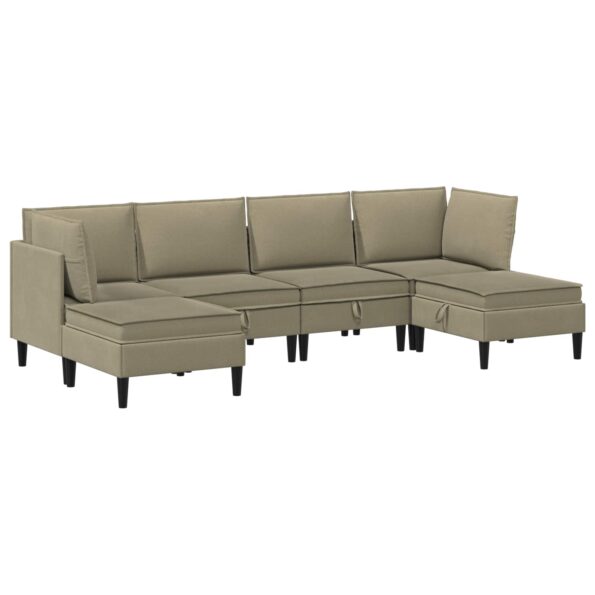 vidaXL Súprava nábytku do obývačky 6 pcs Khaki Látka – Obrázok 2