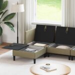 vidaXL Súprava nábytku do obývačky 6 pcs Khaki Látka – Obrázok 3