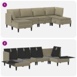 vidaXL Súprava nábytku do obývačky 6 pcs Khaki Látka – Obrázok 8