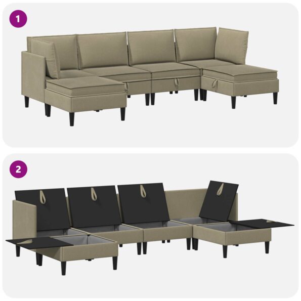 vidaXL Súprava nábytku do obývačky 6 pcs Khaki Látka – Obrázok 8