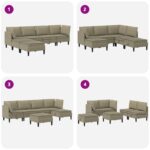 vidaXL Súprava nábytku do obývačky 6 pcs Khaki Látka – Obrázok 9