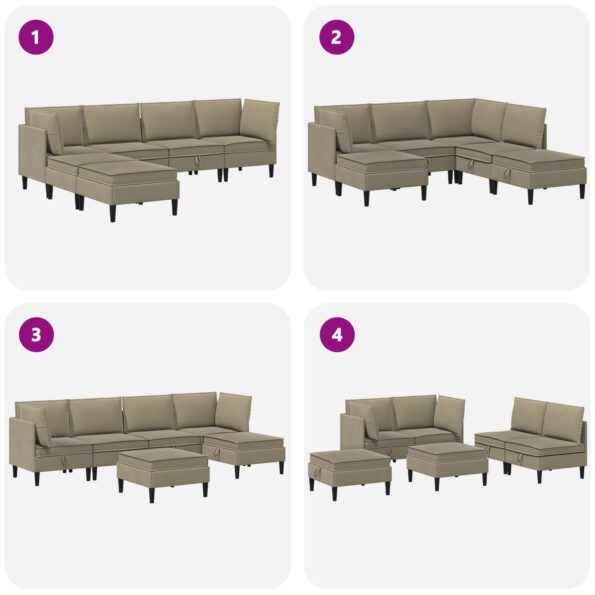 vidaXL Súprava nábytku do obývačky 6 pcs Khaki Látka – Obrázok 9