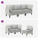 vidaXL Súprava nábytku do obývačky 3 pcs Svetlosivá Látka – Obrázok 10