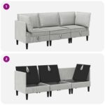 vidaXL Súprava nábytku do obývačky 3 pcs Svetlosivá Látka – Obrázok 9
