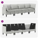 vidaXL Súprava nábytku do obývačky 4 pcs Svetlosivá Látka – Obrázok 9
