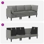 vidaXL Súprava nábytku do obývačky 3 pcs Tmavosivá Látka – Obrázok 9