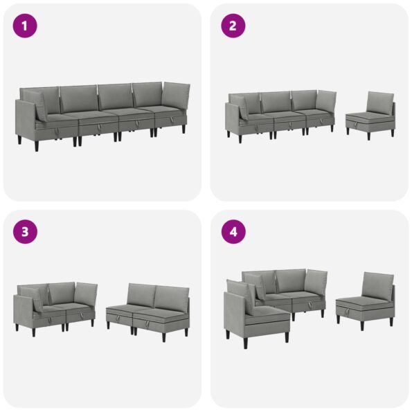 vidaXL Súprava nábytku do obývačky 4 pcs Tmavosivá Látka – Obrázok 10
