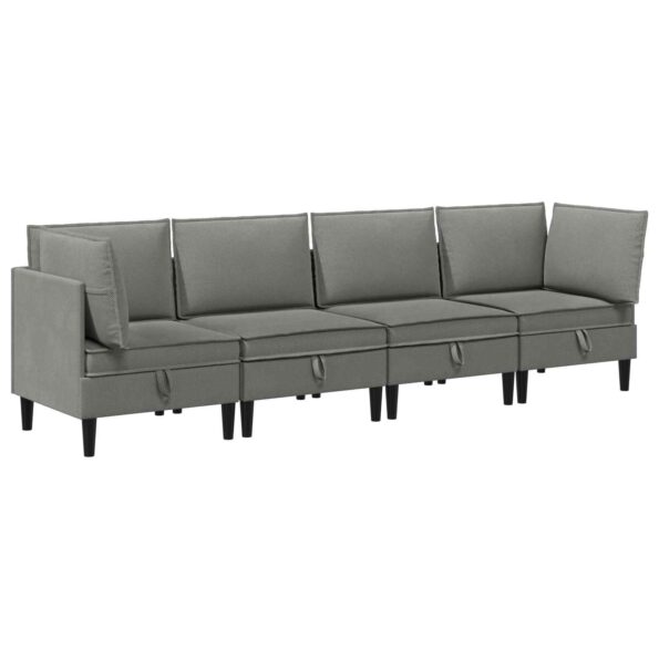 vidaXL Súprava nábytku do obývačky 4 pcs Tmavosivá Látka – Obrázok 2