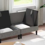 vidaXL Súprava nábytku do obývačky 4 pcs Tmavosivá Látka – Obrázok 3