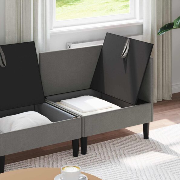 vidaXL Súprava nábytku do obývačky 4 pcs Tmavosivá Látka – Obrázok 3