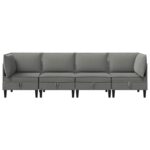 vidaXL Súprava nábytku do obývačky 4 pcs Tmavosivá Látka – Obrázok 7
