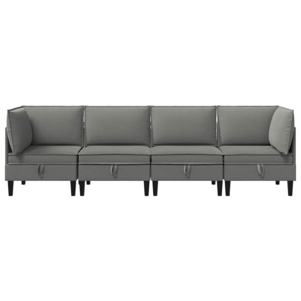 vidaXL Súprava nábytku do obývačky 4 pcs Tmavosivá Látka – Obrázok 7
