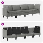 vidaXL Súprava nábytku do obývačky 4 pcs Tmavosivá Látka – Obrázok 9