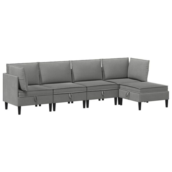 vidaXL Súprava nábytku do obývačky 5 pcs Tmavosivá Látka – Obrázok 2
