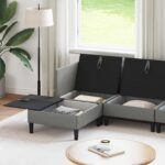 vidaXL Súprava nábytku do obývačky 5 pcs Tmavosivá Látka – Obrázok 3