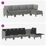 vidaXL Súprava nábytku do obývačky 5 pcs Tmavosivá Látka – Obrázok 7