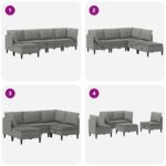 vidaXL Súprava nábytku do obývačky 5 pcs Tmavosivá Látka – Obrázok 8