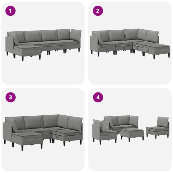 vidaXL Súprava nábytku do obývačky 5 pcs Tmavosivá Látka – Obrázok 8
