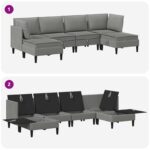 vidaXL Súprava nábytku do obývačky 6 pcs Tmavosivá Látka – Obrázok 8