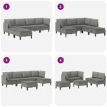 vidaXL Súprava nábytku do obývačky 6 pcs Tmavosivá Látka – Obrázok 9